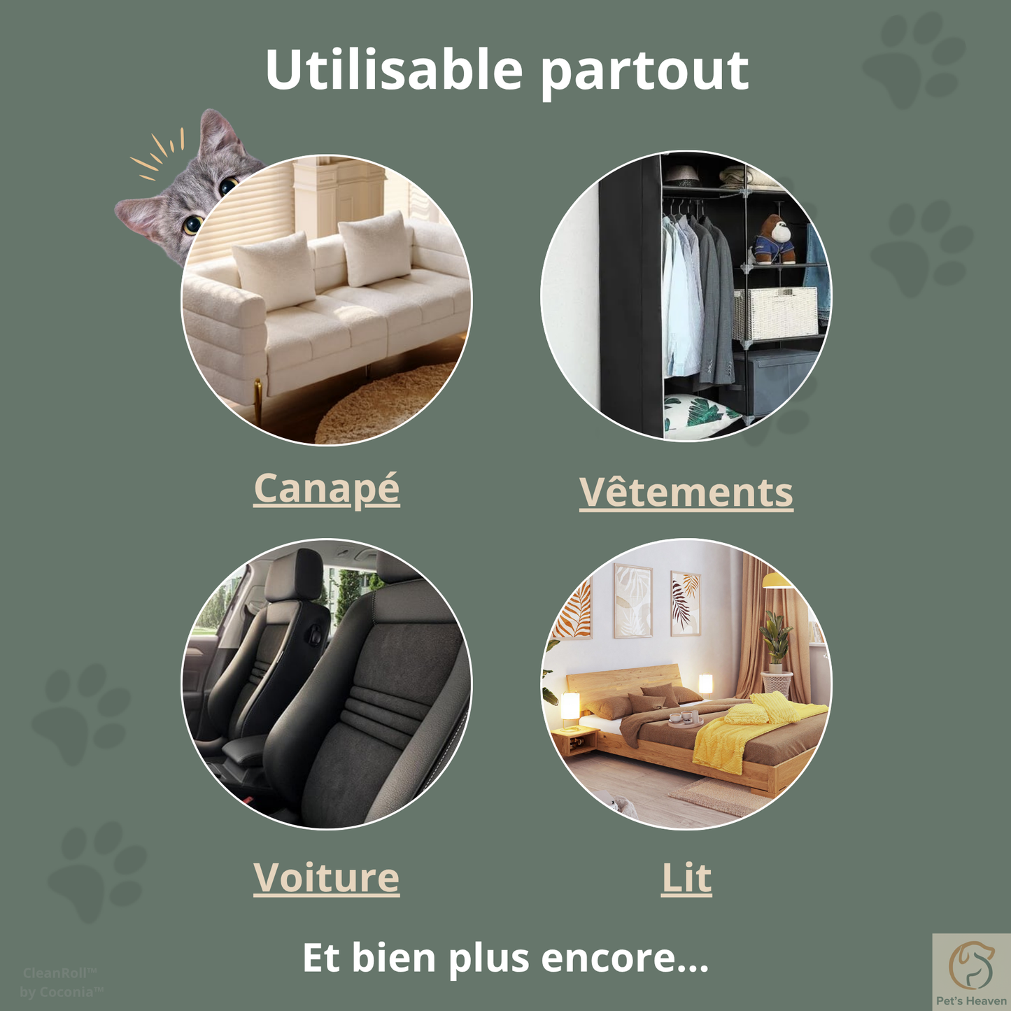 CleanRoll™・Rouleau anti-poils réutilisable