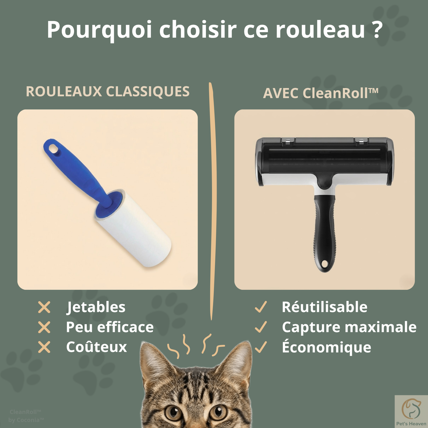 CleanRoll™・Rouleau anti-poils réutilisable