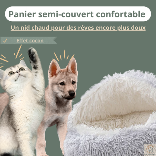HaloNest™・Panier semi-couvert confortable pour chats et chiens