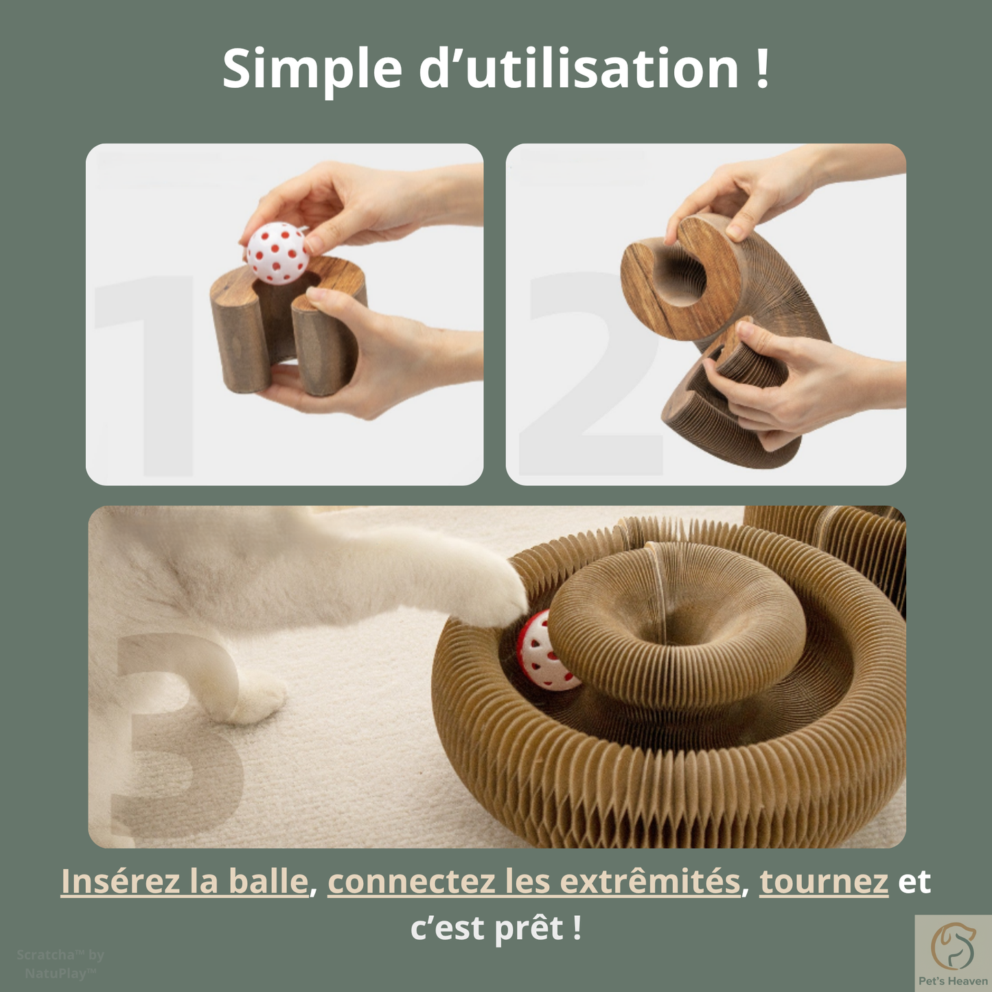 Scratcha™・Griffoir interactif & écologique pour chat